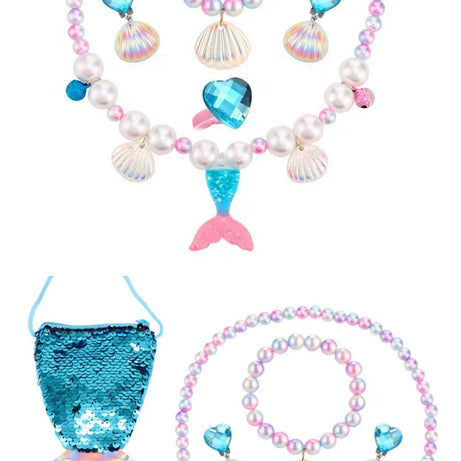 Mermaid Fish Tail Shell Bracelet and Earring Set for Girls
