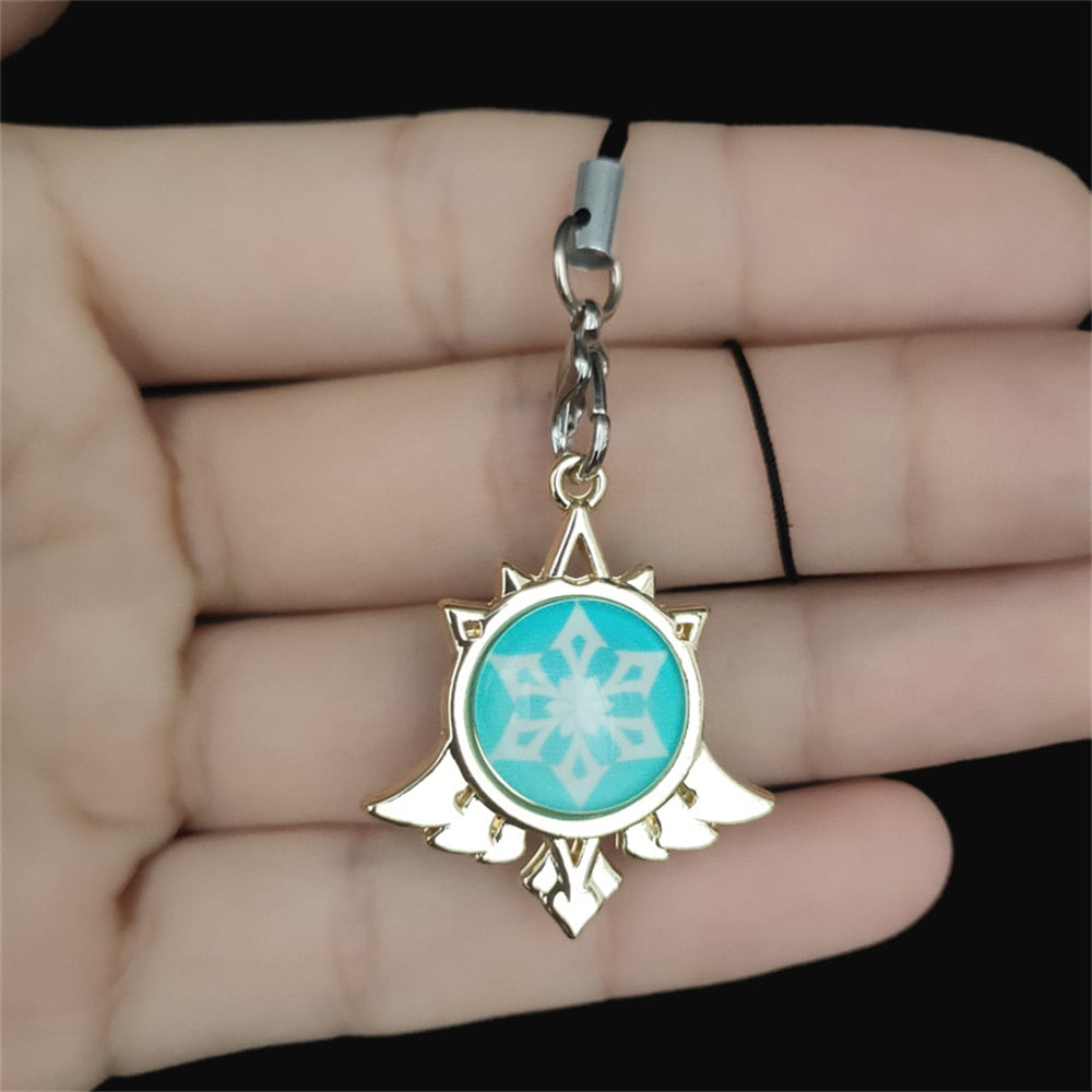 Game Genshin Impact Keychain Luminous 7 Element Double-Side Glass Pendant Weapons Eye Of Original Keyring Phone Charms Souvenir - Charlie Dolly