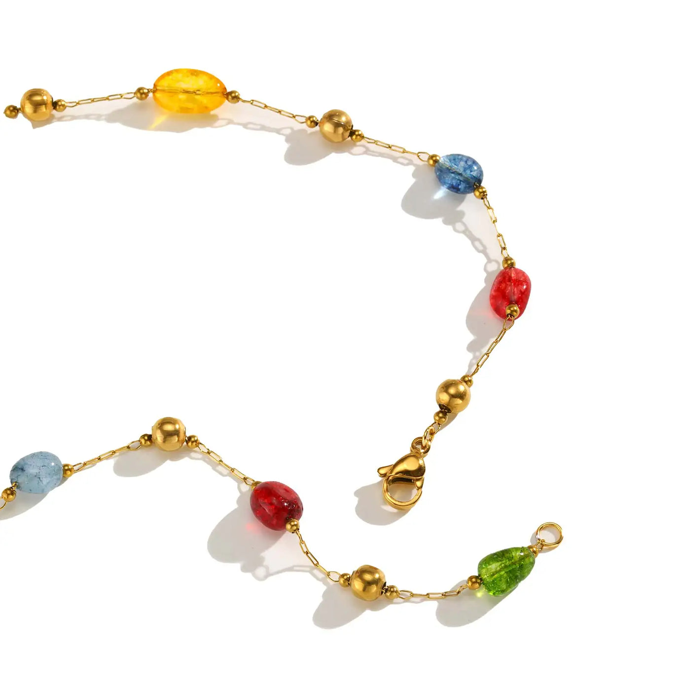 Rainbow Gemstone Y-Chain Boho Necklace & Bracelet