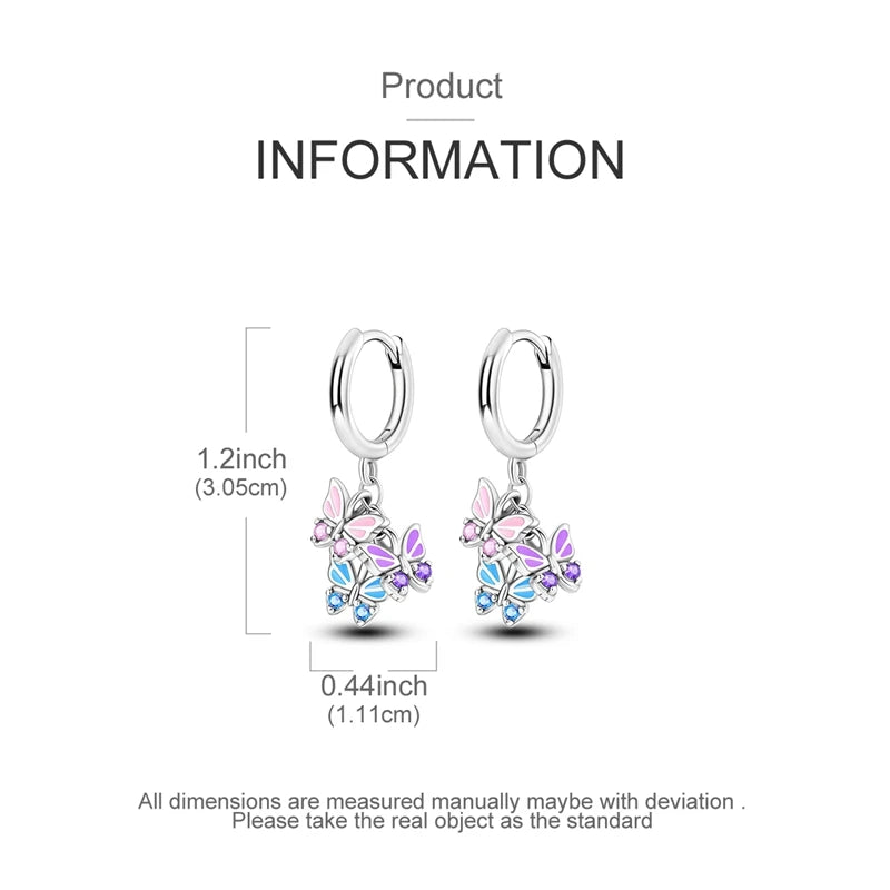 925 Sterling Silver Four Leaf Clover Butterfly Hoop Earrings for Women Boho Luxury Versatile Dangle Drop Party Jewelry
