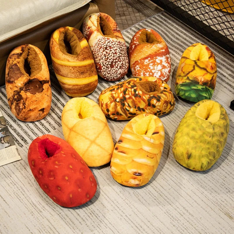 Women Indoor Slippers Winter 3D Bread Lovers Adult Slippers Floor Home Shoes Bedroom Warm Soft Slides Unisex Funny Gift - Charlie Dolly