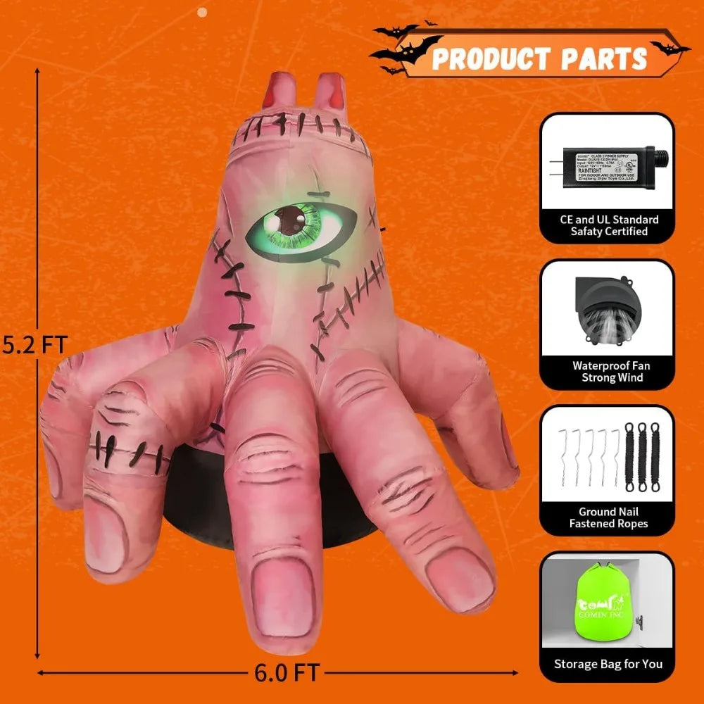 Halloween Inflatables Hand Outdoor Decorations Blow Up Yard Scary Giant with Built-in LEDs for Indoor Party Garden Lawn Decor - Charlie Dolly