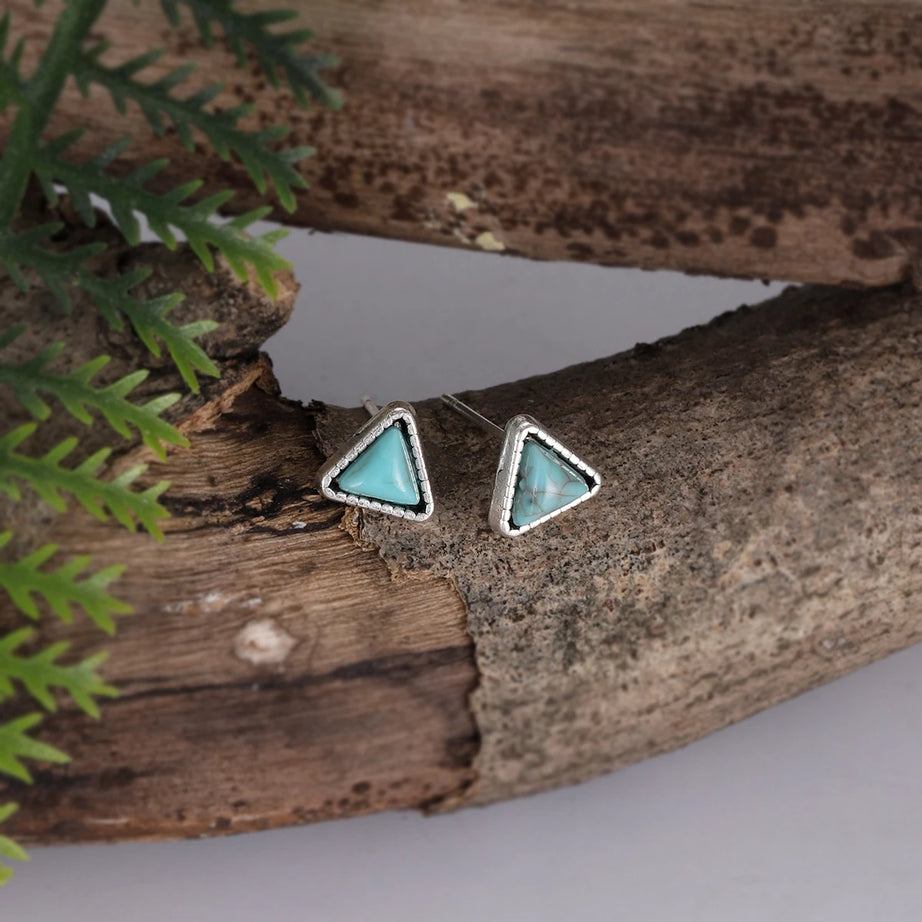 Turquoise Arrow Triangle Mini Stud Earrings Jewelry