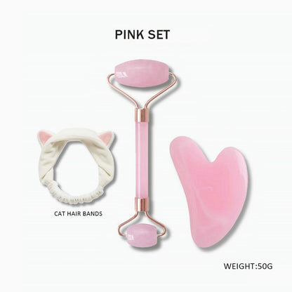 Pink Beeswax Gua Sha Tools Massager For Face Facial Skin Care Roller Guoache Scraper Set Beauty Health Tools