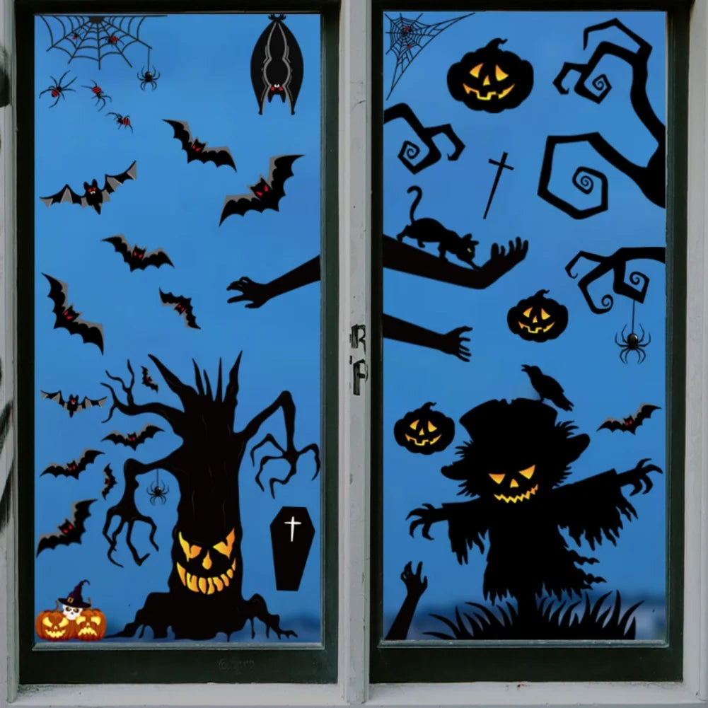 Halloween Stickers Giant Ghost Monster Ghost Shadow Window Sticker Witch Death Bat Skull Wall Stickers Halloween Party Supplies - Charlie Dolly