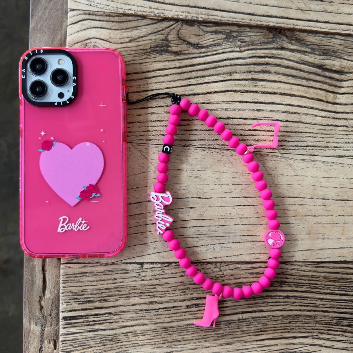 2023 Barbie Mobile Phone Chain Beaded Personality Rose Red Keychain Pendant Ins Style Portable Silicone Soft Hanging Chain Gift - Charlie Dolly