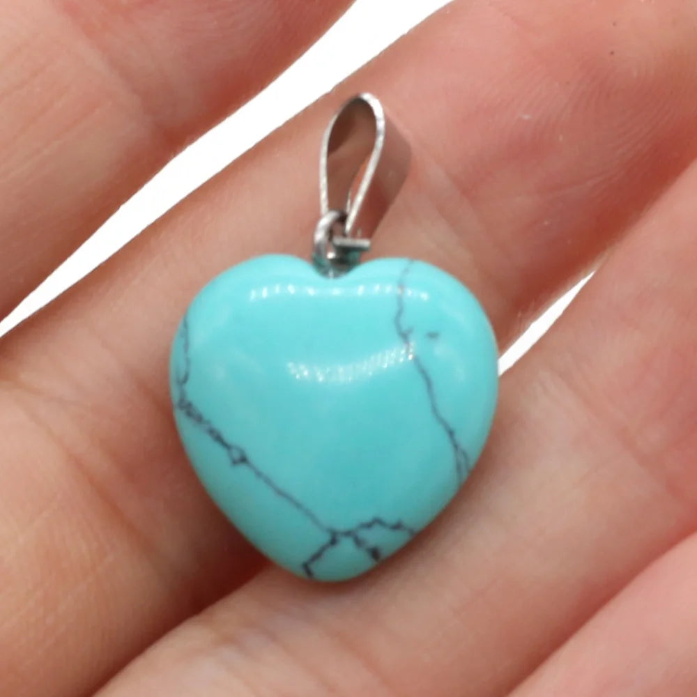 4Pcs Small Pendant Natural Stone Heart-Shaped Lapis lazuli Pendat For Jewelry Making DIY Necklace Earrings Accessory