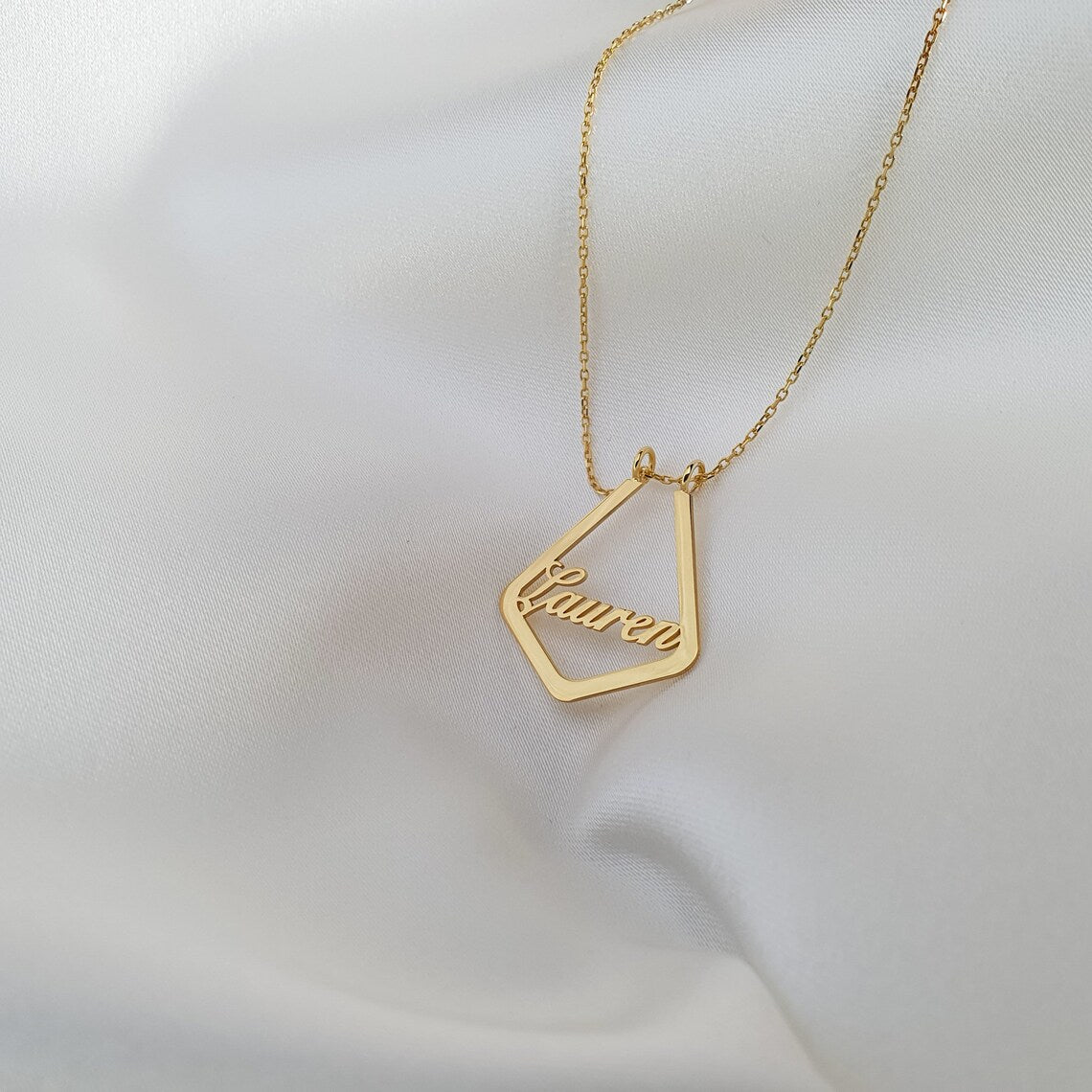 Stainless Steel Ring Holder Necklace Personalized Custom Name Geometric Ring Keeper Pendant Doctor Jewelry Gift For Nurse BFF