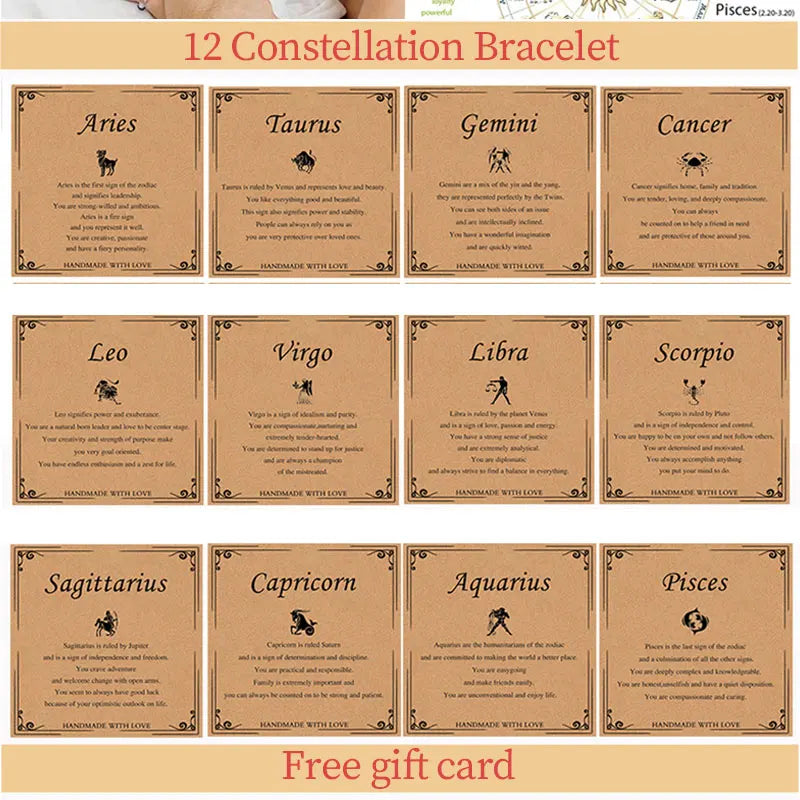 Zodiac Bracelets for Women 12 Constellations Crystal Stone Bracelet for Birthday Zodiac Gifts Constellation Charm Bracelet