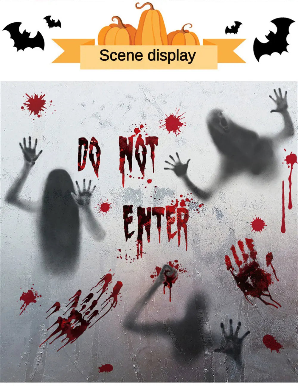 Horror Bloodstain Wall Sticker Handprint Footprint Blood Skull Window Sticker Halloween Decoration 2024 Halloween Scary Sticker - Charlie Dolly