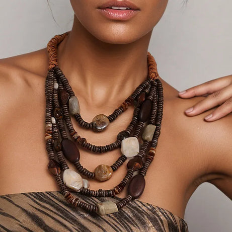 Beaded Multilayer Party Statement Necklace Jewelry