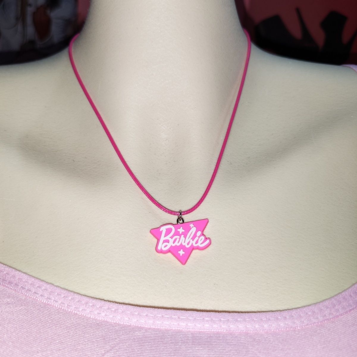 Anime Y2K Barbie Girls Necklace Kawaii Cartoon Doll Pendant Necklaces Fashion All-Match Women Girls Jewelry Accessories Gift Toy