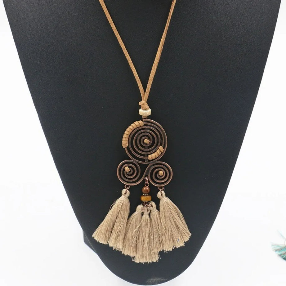Long Flower Pendant Tassel Sweater Chain Necklace Jewelry