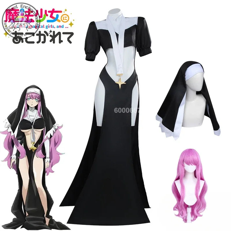 Gushing Over Magical Girls Anime Sister Gigant Cosplay Combat Costume Sexy Women's Nun Role Play Dress Outfit Halloween Party