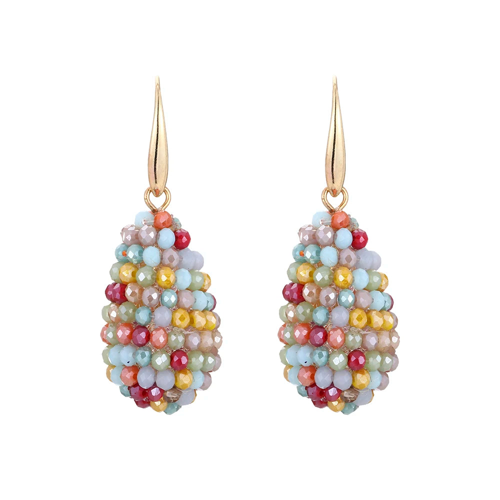 INKDEW Long Drop Earrings Beaded Multicolor Handmade Threading Crystal Big Earrings for Women Gift oorbellen Jewelry boho EA005