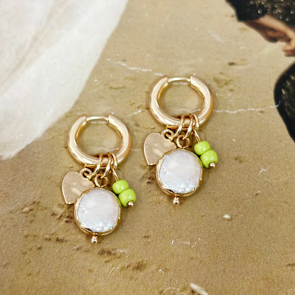 Pendant Earrings For Woman Boho Natural Stone Clover Malachite Powder Crystal Bohemia Charm Ear Luxury Quality Jewelry Girls