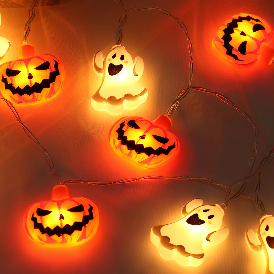 1.5m 10LED Halloween Pumpkin Ghost String Light Happy Halloween Party Decoration For Home 2024 Scary Horror House Party Supplies - Charlie Dolly