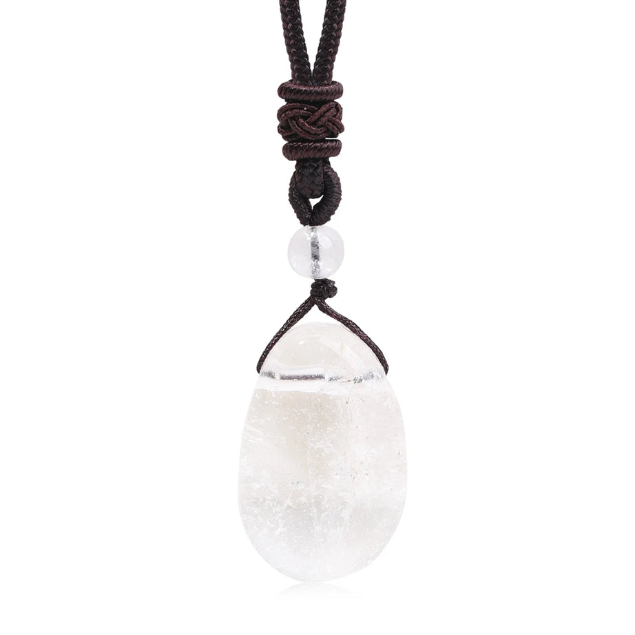 Water Droplet Crystal Pendant, Natural Stone Spiritual Necklace