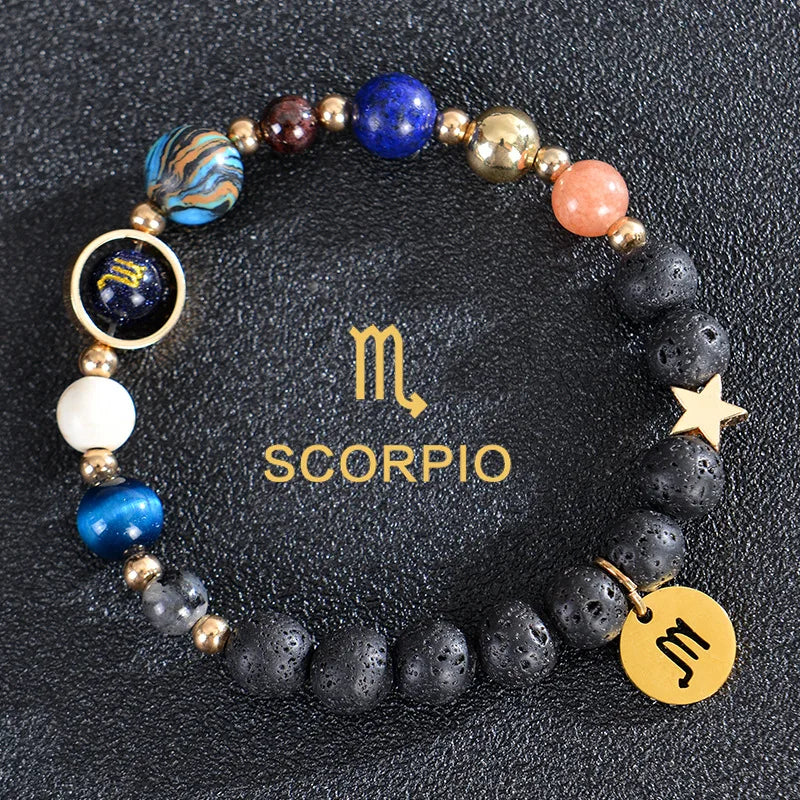 Zodiac Bracelets for Women 12 Constellations Crystal Stone Bracelet for Birthday Zodiac Gifts Constellation Charm Bracelet