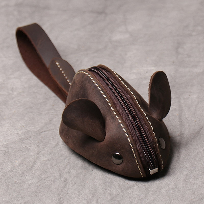 Genuine Leather Coin Purse Creative Cute Mouse Storage Bag Trend Zipper Pocket Men Women Portable Wallets Children&#39;s Key Bags - Charlie Dolly