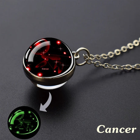 Zodiac Constellation Glow-in-the-Dark Pendant Necklace, Luminous Astrology Talisman