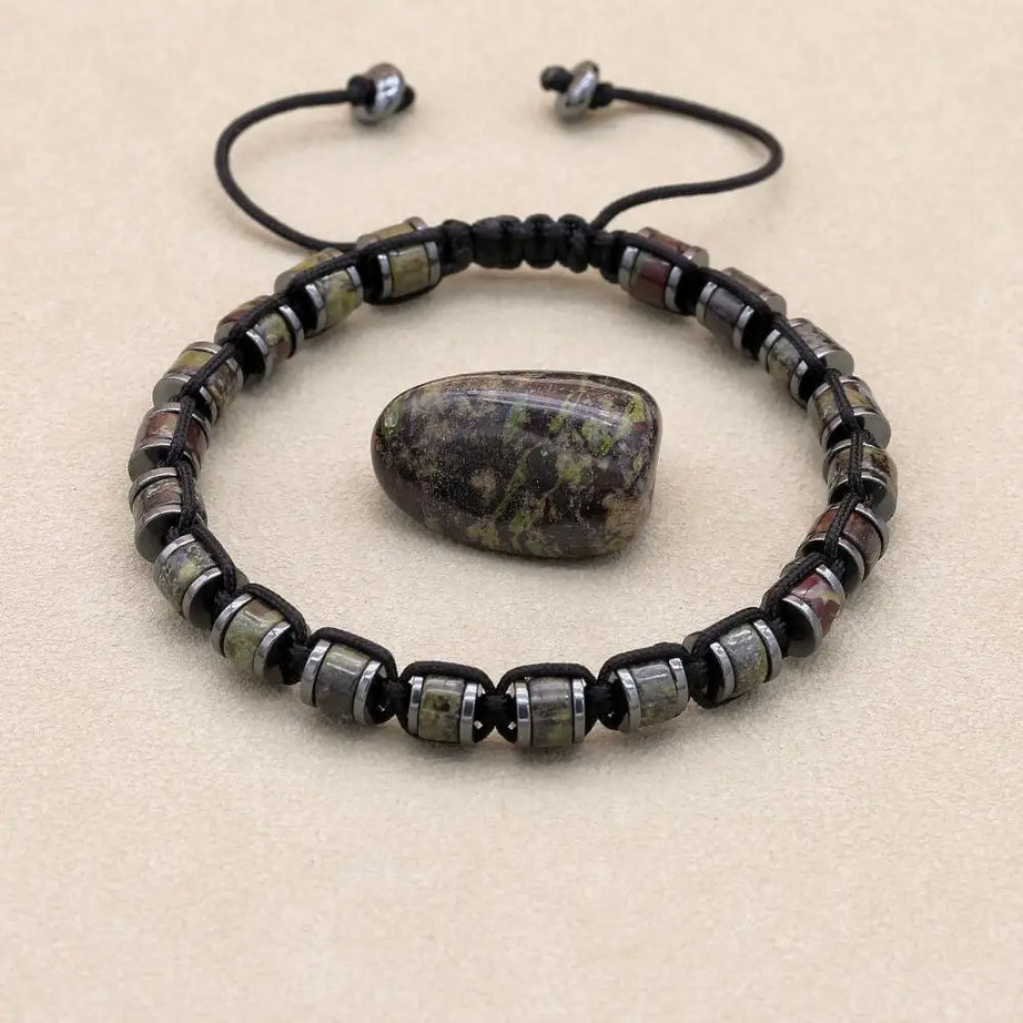 3*6mm Natural Amazonite Stone Hematite Beads Braided Bracelet Handmade Woven Boho Yoga Charm Bracelet Couple Men Jewelry - Charlie Dolly