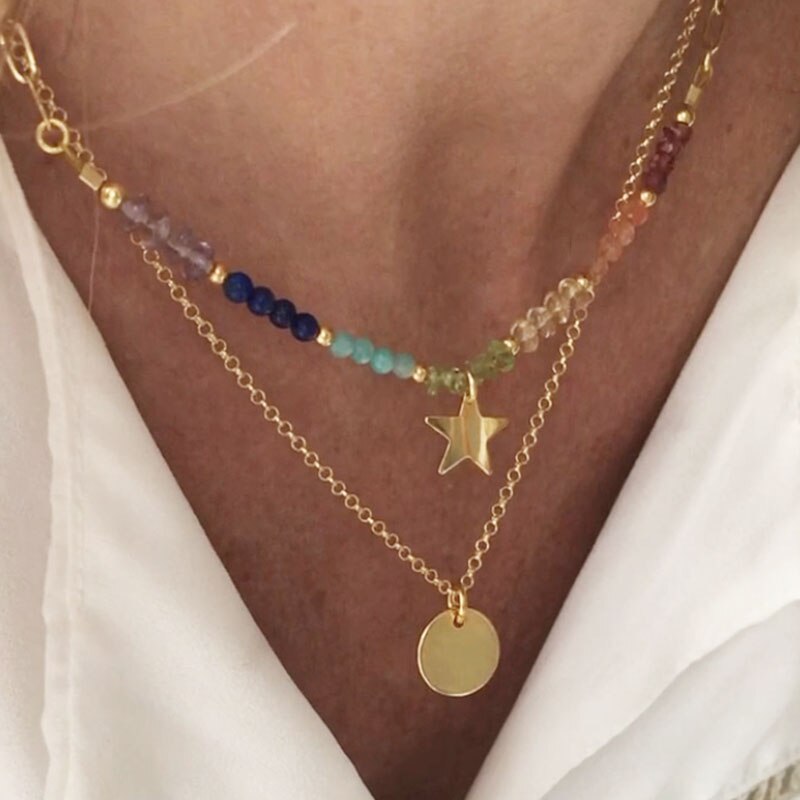 Exquisite Gold-color Eye Pendant Necklace Trend Beaded Streetwear Jewelry New Year Gifts For Women Multiple Color Options Choker - Charlie Dolly