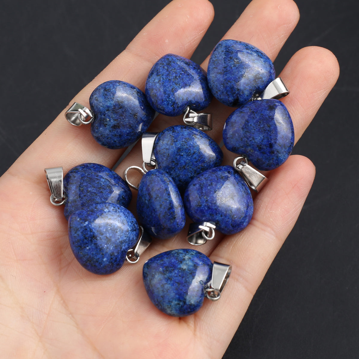 4Pcs Small Pendant Natural Stone Heart-Shaped Lapis lazuli Pendat For Jewelry Making DIY Necklace Earrings Accessory