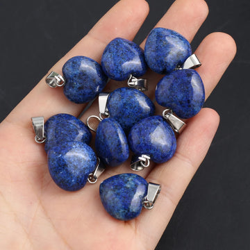 4Pcs Small Pendant Natural Stone Heart-Shaped Lapis lazuli Pendat For Jewelry Making DIY Necklace Earrings Accessory