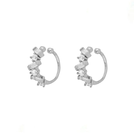 Gold Plated Hoop Stud Ear Cuff Earrings Set Jewelry