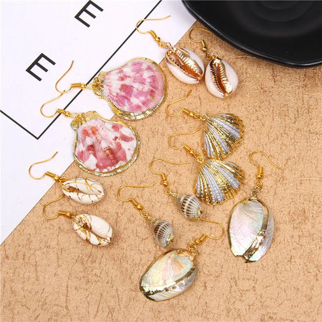 Natural Shell Scallop Drop Earrings Jewelry