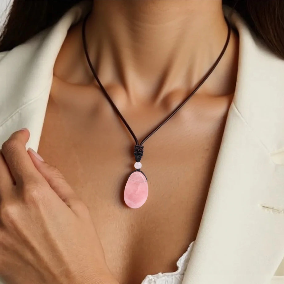 Water Droplet Crystal Pendant, Natural Stone Spiritual Necklace