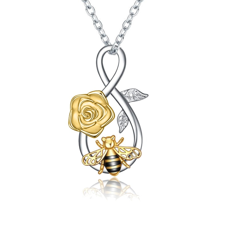 Rose Valley Sunflower Pendant Necklace for Women Bee Pendants Fashion Jewelry Girls Gifts YN063 - Charlie Dolly