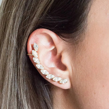 XSBODY Simple Leaves Ear Cuff Earrings Non Piercing Jewelry for Women Creative Design Boho Crystal Ear Clips Wedding Accessories