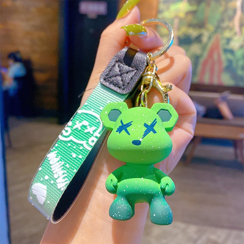 Cute Resin Keychain Charm Tie The Bear Pendant For Women Bag Car KeyRing Mobile Phone Fine Jewelry Accessories Kids Girl Gift - Charlie Dolly