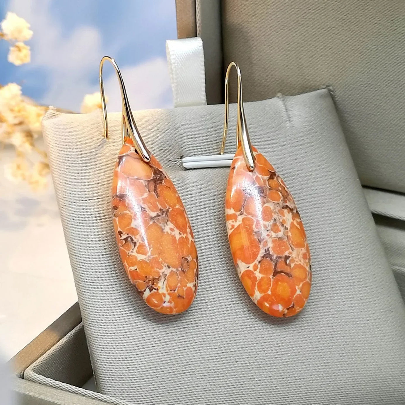 Bohemian Emperor Stone Droplet Pendant Earrings Natural Stone Jewelry Earrings for Women Vintage Luxury Boho Earring Jewelry - Charlie Dolly