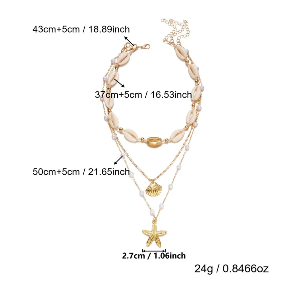 Turtle, Starfish and Shell Fishtail Boho Choker