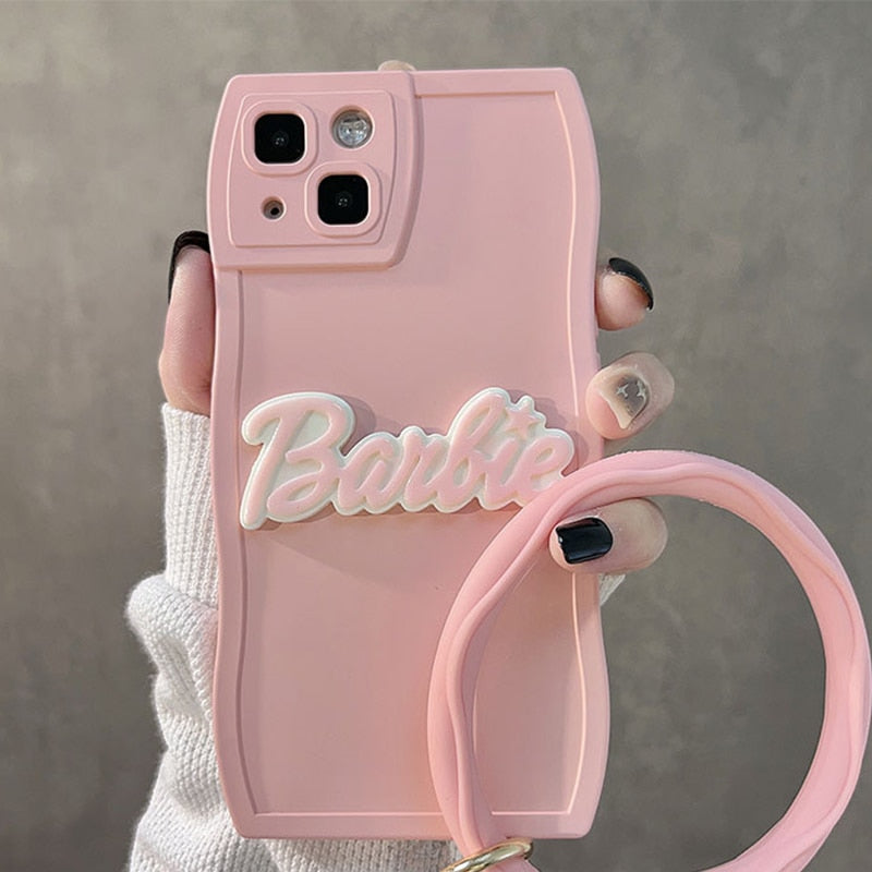 Kawaii Pink Barbie Letter Iphone 14 Mobile Phone Case Anime Cartoon Cute 11 12 13 Pro Max Fashion Frosted Soft Protective Cover