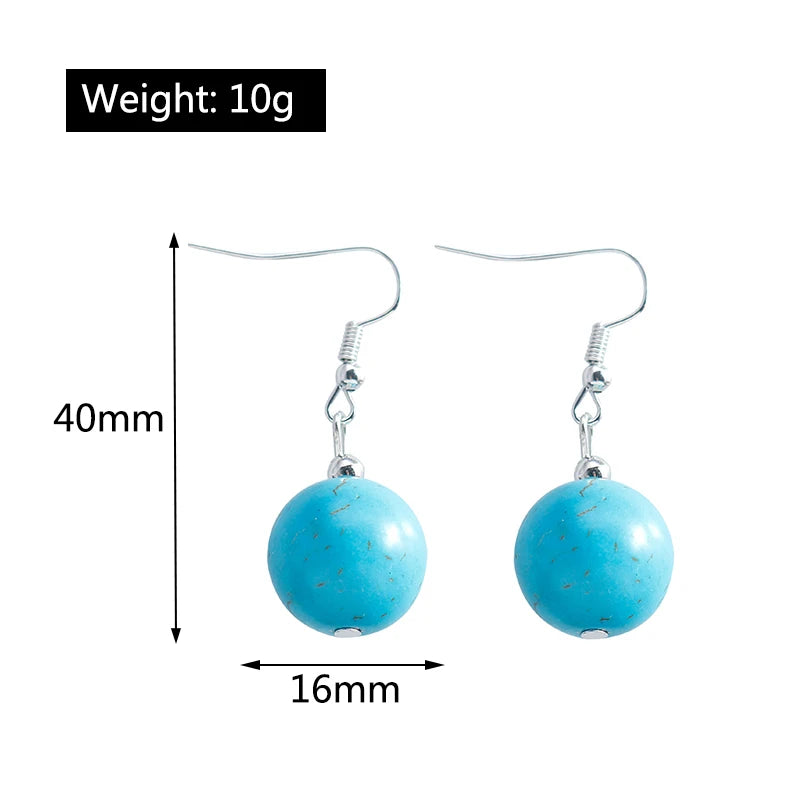 Boho Vintage Turquoise Water Drop Stud Earrings for Women Star Heart Flower Tribe Earring Statement Valentine Day Gift Jewelry