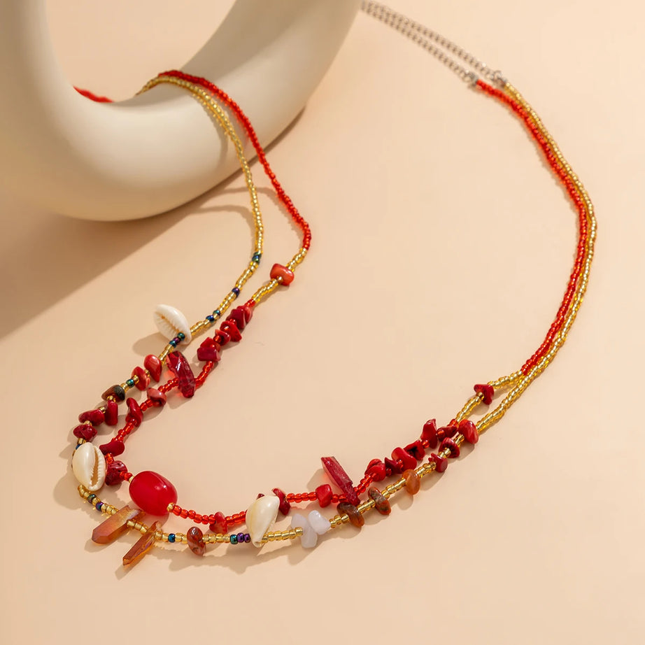 Crystal Bead and Conch Shell Boho Body Chain Set