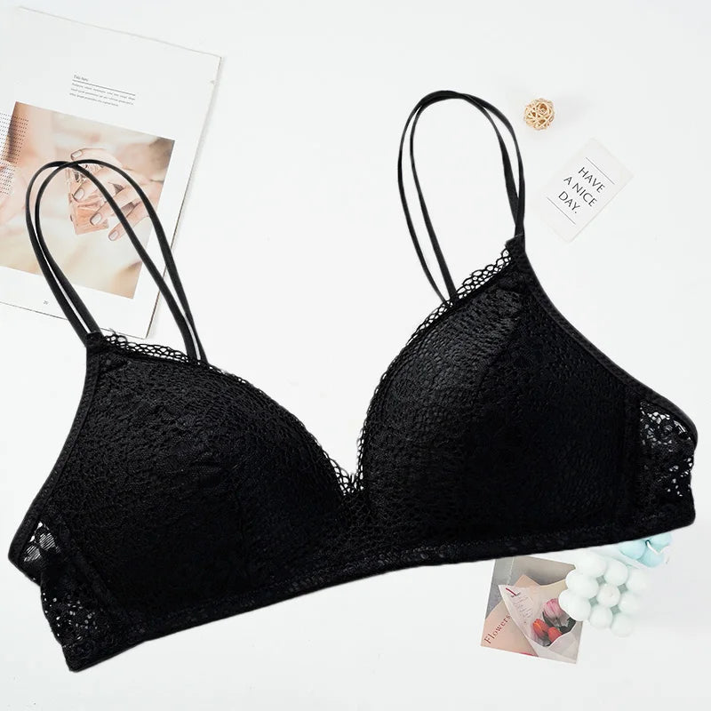 Wirefree Bra for Women Push Up Sexy Underwear Thin Breathable Bras Women Girl's Lace Brassiere Soft Lingerie Underwear A/B Cup - Charlie Dolly