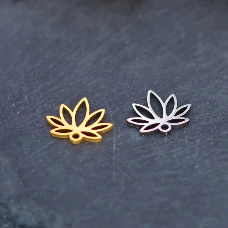 3pcs Lotus Flower Hollow Stainless Steel Pendants Laser Cut Metal Charms For Necklace Bracelet Earring Jewelry Making Gift