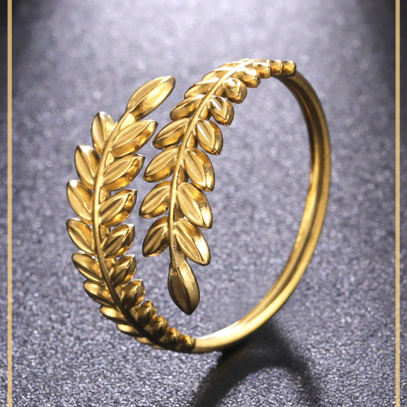 Wheat Ear Leaf Open Stacking Ring Jewelry