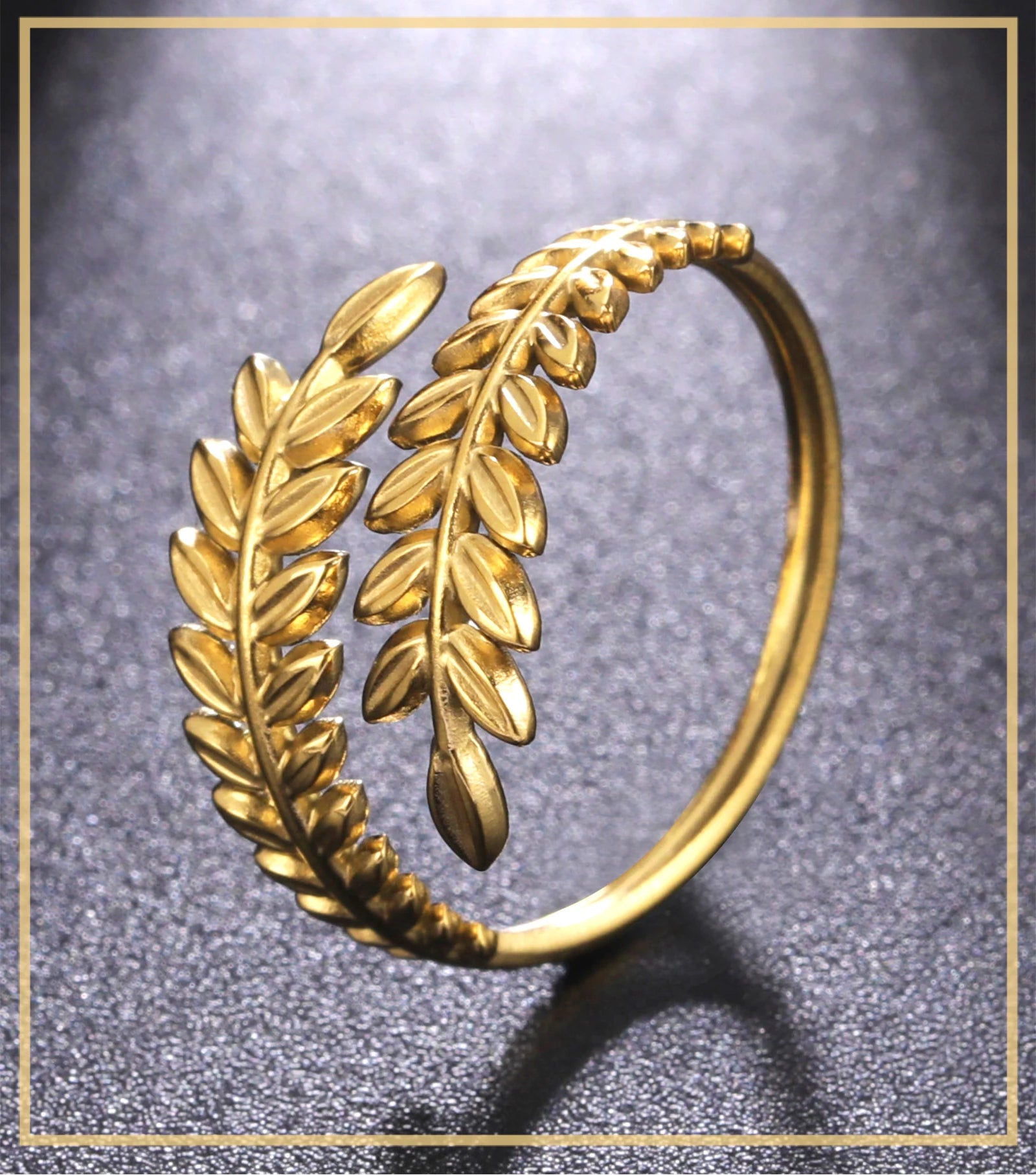 Skyrim New In Wheat Ears Leaf Ring Boho Stainless Steel Gold Color Open Women Rings 2025 Trendy Jewelry Valentine Gift Wholesale