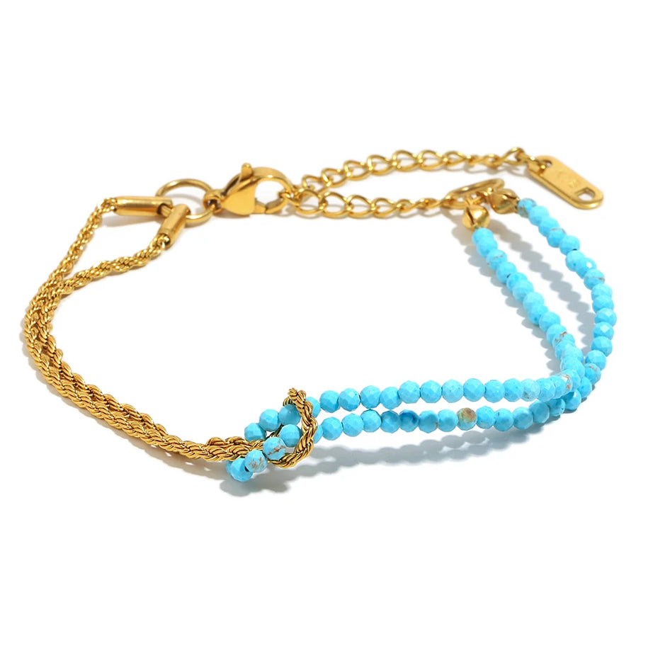 Glossisland | Colorful Natural Stone Irregular Beads Bracelet Stainless Steel PVD Plated Jewelry Boho Trendy Gifts for Women - Charlie Dolly