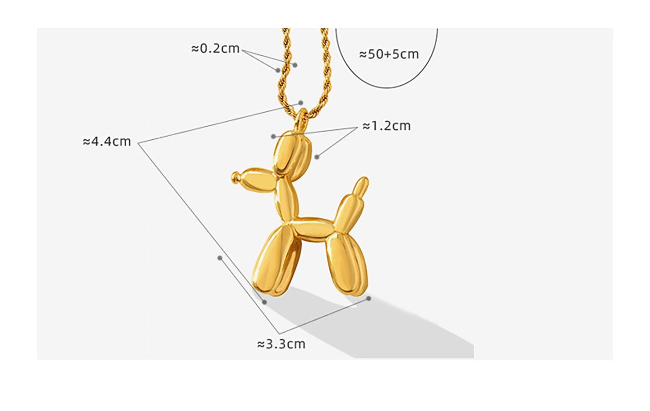Cute Creative Lucky Balloon Puppy Pendant Necklace Men and Women&#39;s Personality Stainless Steel Punk Necklace Charm Jewelry - Charlie Dolly