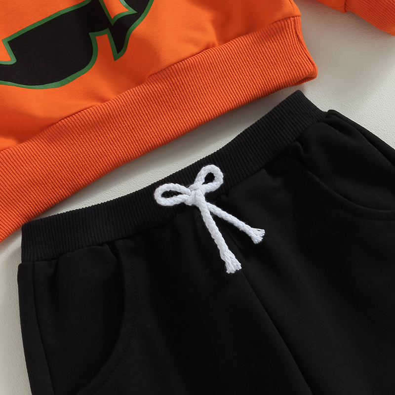 Citgeett Autumn Halloween Kids Boys Girls Outfit Pumpkin Print Long Sleeve Hooded Sweatshirt Pants Fall Clothes Set - Charlie Dolly