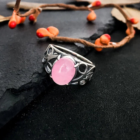 Vintage Spiral Swirl Ring Oval Natural Stone Inlay Open Band Minimalist Boho Statement Ring for Women Fashion Jewelry Wholesale - Charlie Dolly