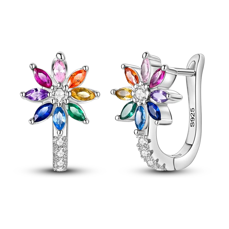 925 Sterling Silver Four Leaf Clover Butterfly Hoop Earrings for Women Boho Luxury Versatile Dangle Drop Party Jewelry