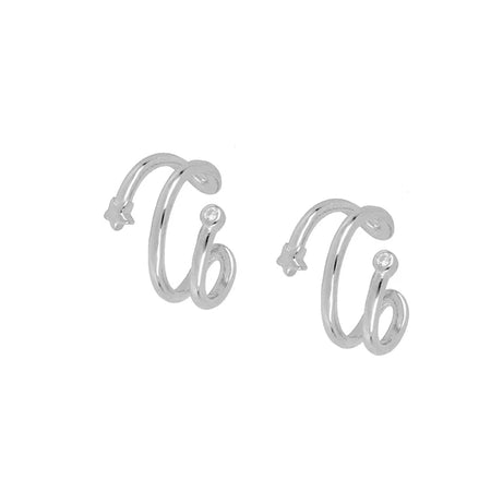 Gold Plated Hoop Stud Ear Cuff Earrings Set Jewelry
